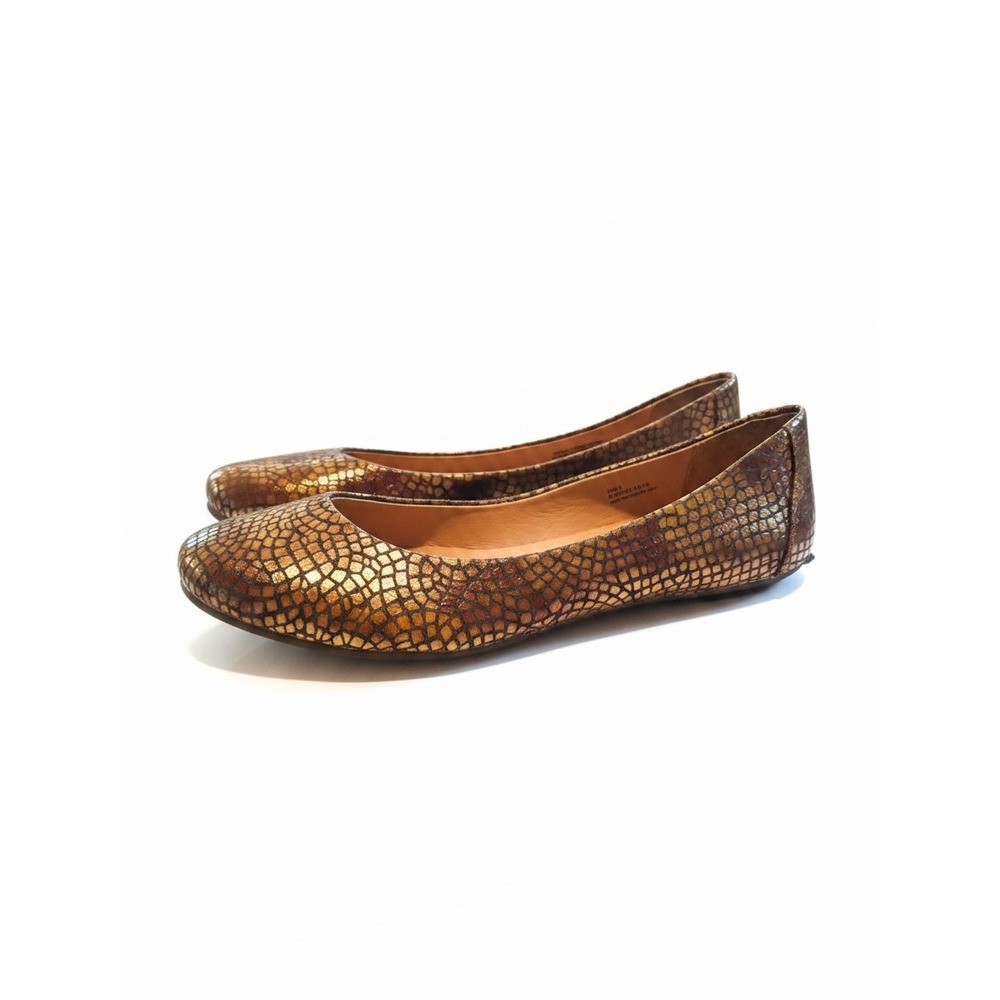 Born Crown Ballet Flats 9 Bronze Snakeskin Leather Round Toe W02165 Boho